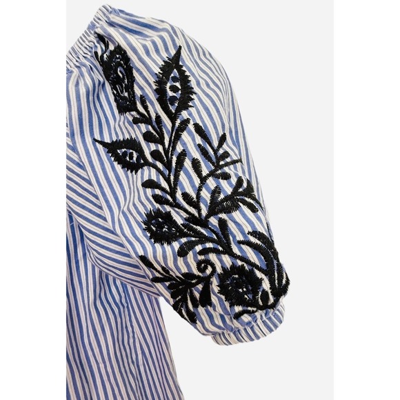 Who What Wear Revolve Striped Midi Dress Off Shoulder Blue Striped Size XS - Picture 3 of 6